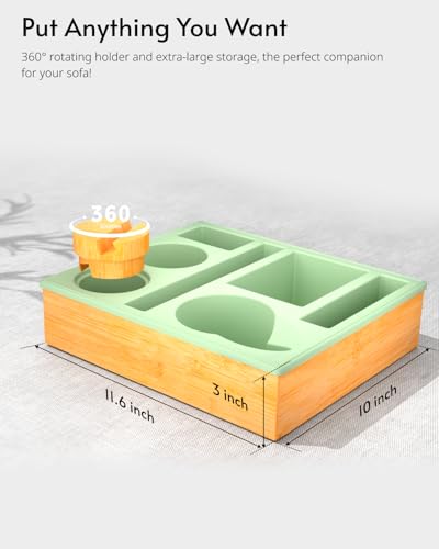 Couch Cup Holder Tray - Couch Organizer Caddy, Silicone Beach Caddy with Cup Holder, Sofa and Bed Drink Holder and Couch Tray Table for Snacks Beverage Remote (Green) - color: Green