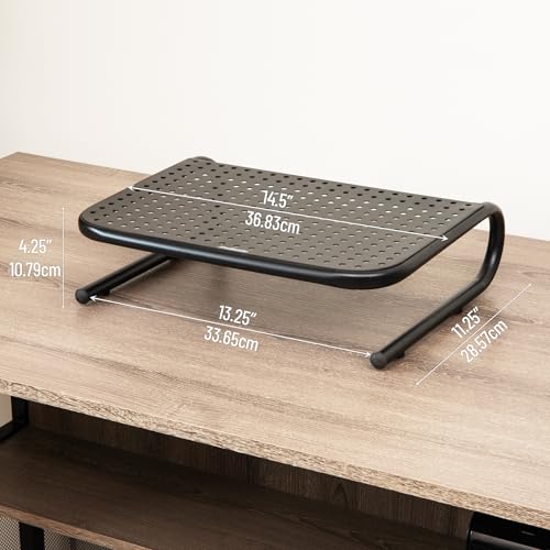Mind Reader Monitor Stand, Ventilated Laptop Riser, Desktop Organizer, Office, Metal, Black - size: 1 Piece