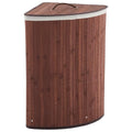 Bamboo Laundry Hamper Large 58L with Removable 2-Section Liner, Foldable Storage Basket with Lid and Handles for Bedroom, Laundry Room, Small Spaces – Brown - Triangle - color: Brown - Triangle