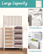 White Laundry Hamper, Laundry Hamper with Lid, 27.3 Gallon (103L) Bamboo Wood Clothes Laundry Basket with Lid and Handles, Removable Liner - color: White, size: Extra Large