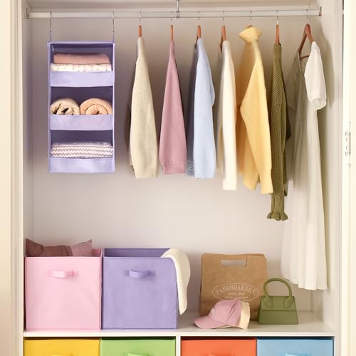 GRANNY SAYS 3 Shelf Hanging Closet Organizers and Storage, Collapsible Closet Storage Organizer with 2 Metal Hooks, Leak-Proof Hanging Shelves for Nursery, Kids Room, Bedroom, 1 Pack, Purple - color: 3-shelf Purple, size: 1-Pack