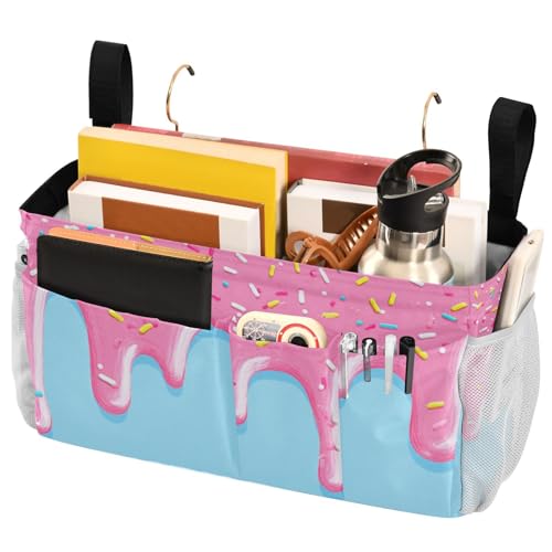Bedside Caddy Hanging Bunk Bed Caddy Bed Organizer Hanging Pocket with 2 Hooks Bedside Storage Organizer Pocket Bag Holder Cartoon Dripping Frosting - color: Cartoon Dripping Frosting