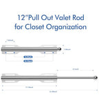 FIRJOY 12" Valet Rod for Closet Pull Out (1 Pack, Chrome) - color: Chrome, size: 1 Pack