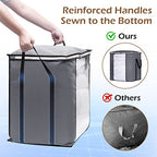 SLEEPING LAMB 120L Extra Large Blanket Storage Bags Breathable Clothes Storage Containers for King Comforter Bedding Pillow Sheet, Reinforced Handles, Grey - size: 20"L x 16"W x 22.3"H