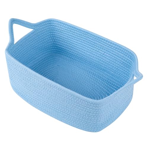 OIAHOMY Woven Basket, Gift Basket Empty with Gift Bags and Ribbons, Rope Baskets for Baby Showers, Storage Baskets with Handles for Nursery, Pet Toy Organizer - Blue - color: Blue, size: Medium: 13.5L*10W*6H
