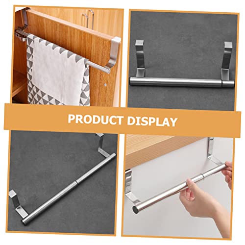Over The Door Towel Rack Punch-Free Telescopic Stainless Steel Cabinet Door Hanging Bar Kitchen Bathroom Storage Organizer