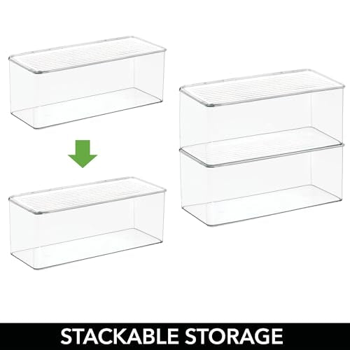 iDesign Plastic Stackable Hinged-Lid Storage Box for Kitchen, Bathroom, or Office - Set of 6 - Clear - style: Pack of 6