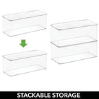 iDesign Plastic Stackable Hinged-Lid Storage Box for Kitchen, Bathroom, or Office - Set of 6 - Clear - style: Pack of 6