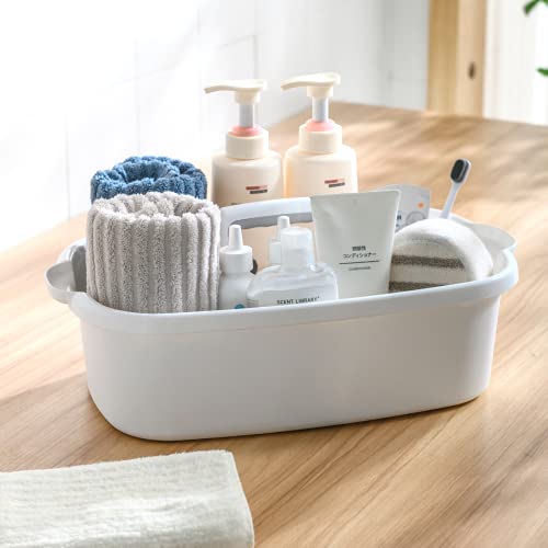 Cleaning Caddy Organizer with Handle, White Plastic Bucket for Cleaning Supplies Products, Cleaning Tool Storage Tote, 2 Pack - color: White, size: 2 Pack