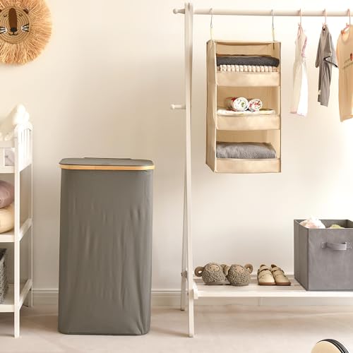 GRANNY SAYS 3-Shelf Hanging Closet Organizer, Khaki Closet Storage Hanging Shelves - color: 3-shelf Khaki, size: 1-Pack