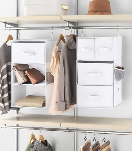 Whitmor Multi-Functional Hanging Organizer with Drawer Inserts- 5 Section - Closet Organizer - White - color: White, size: 5 Section Drawer