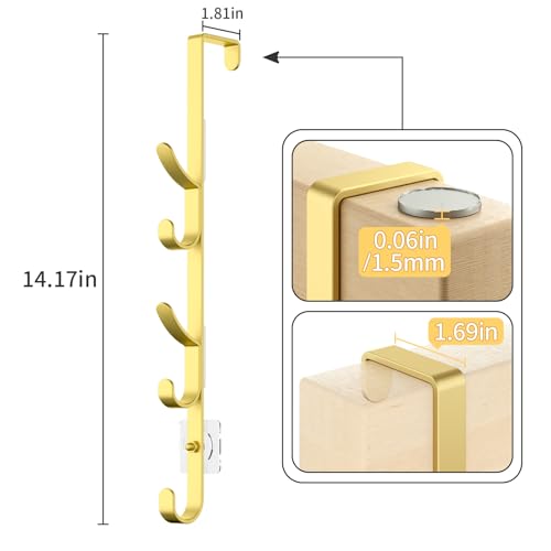 Kaiferty Over The Door Hooks, Metal Door Hooks for Hanging, Over The Door Purse Organizer for Door Coat Hanger, Back of Shower for Hanging Towel Rack Clothes, Hat, Bathroom, Closet (Gold-3Packs) - color: Gold, size: 3 Pack