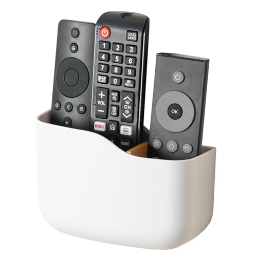 LINFIDITE TV Remote Holder Wall Mount Remote Control Holder for Bed Universal Bedside Wall Remote Holder Caddy Organizer Hole-Free Remote Control Holder (For 2 Or 3 Remote Controls–White–Quantity1 - color: White, size: 1Pack