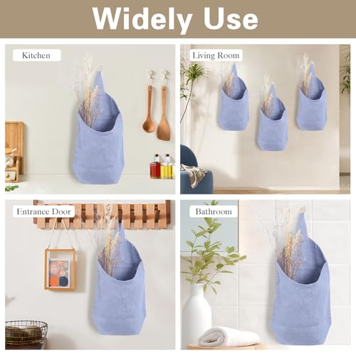 100% Linen Hanging Bags - 2 Pcs, Small Wall Storage Baskets for Kitchen, Bedroom, RV, Camper Organizer, Sewing Room, Nursery, Kids Room, Blue - color: Blue