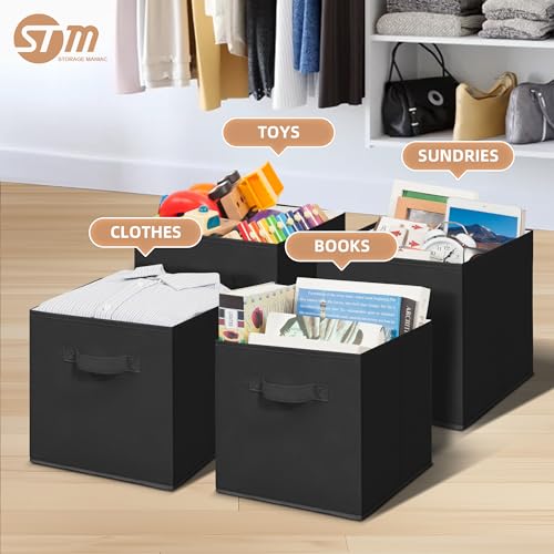 STORAGE MANIAC Storage Cubes, 11 Inch Collapsible Storage Bins with Handles, 8 Pack Fabric Foldable Bins for Organization, Durable Storage Bins for Closet, Shelves, Offices, Toys, 8-Pack Black - color: Black-8 Pack, size: 11 INCH
