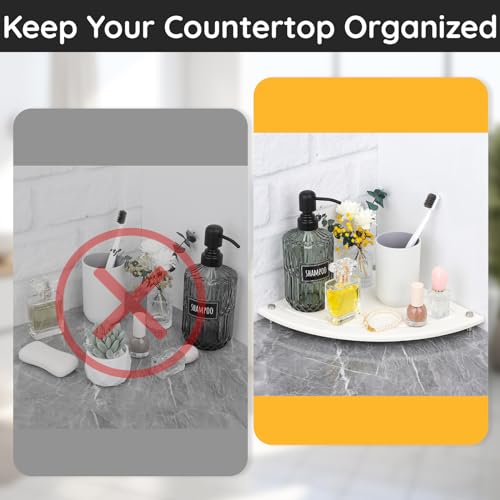 Segbeauty Fast Drying Corner Counter Shelf, 9.85in Instant Dry Corner Sink Organizer Diatomite Tray, Water Absorbent Tray for Bathroom Counter Decor, Side Countertop Organizer for Soap Dispenser - color: Pure White, size: 9.9" x 9.9" x 1.2"