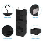 MAX Houser 5 Tier Shelf Hanging Closet Organizer, Cloth Hanging Shelf with 2 Sturdy Hooks for Storage, Foldable (Black-D2) - color: Black-d2