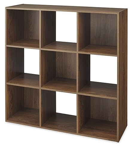Whitmor 9 Cube Storage Organizer, Open Storage Display Bookshelf, Storage Cabinet for Living Room, Bedroom, Home, Office, Walnut - color: Walnut, size: 9 Cube, 35.5"L x 11.7"W x 35.5"H