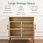 Best Choice Products Rattan Sideboard Buffet Cabinet, Entryway Table, Accent Storage Cabinet, Console Table for Hallway, Living Room, Dining Room - Natural - color: Arched Rattan, Natural