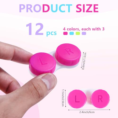 KISEER 12 Pack Colorful Contact Lens Case Box Holder Container Soak Storage Kit - size: 12 Count (Pack of 1)