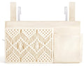 Mkono Bedside Caddy Hanging Organizer, Boho Macrame Storage with Fixed Straps and Hooks, 4 Pockets Holder Remote Magazine Accessories for Home Loft Bunk Bed, Dorm, Hospital Beds