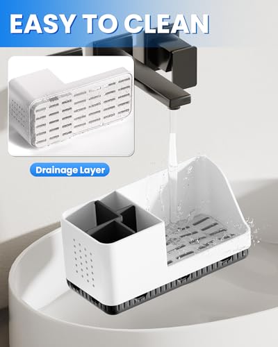 Toothbrush Holders for Bathroom Counter - Detachable Bathroom Organizer and Storage Electric Toothbrush and Toothpaste Holder, Bathroom Decor Accessories for Countertop, Shower, Sink - color: Whiteblack