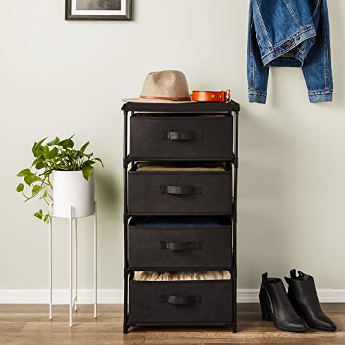Juvale 4-Tier Fabric Dresser for Closet - 16.5 x 13 x 33 in, Black - Storage Cabinet with Drawers, Closet Drawers & Bedroom Storage - color: Black