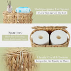 YANGQIHOME Toilet Paper Storage, Water Hyacinth Toilet Paper Storage with Lid, Papers Container for up to 4 Mega Rolls, Bathroom Basket Organizer - size: 4 Rolls