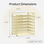 7 Tier Paper Organizer - Mesh Desktop File Holder with Handles for Office School Desk (Gold) - color: Gold