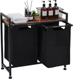 Laundry Sorter Basket with 2 Compartments & Detachable Liners, 2 x 12.1 Gal, Pull-Out Oxford Fabric Bins with Ventilated Shelf for Bathroom/Laundry Room Organization - size: 28.6''L x 13''W x 28.4''H