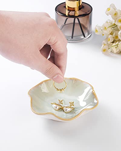 JAMEND CLXP Lotus Leaf Shape Decorative Ring Tray, Small Key Bowl, Ceramic Trinket Tray Jewelry Dish Organizing Necklace Earrings, Home Decoration for Mom Best Friend Sister, Light Green. - color: Light Green-Lotus