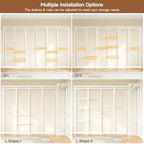 ONBRILL F6 Free Standing Industrial Pipe Clothes Rack, Large Heavy Duty Metal Garment Rack, Closet Organizer Storage System with Adjustable Shelves & Hanging Rods, Portable Wardrobe - White - color: White