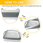 Collapsible Dish Basin & Sink Tub with Drain Plug – 2.4 Gal Baby Bottle Wash Basin, Bottle Washing Bin for RV, Camping, Kitchen | Collapsible Water & Bottle Basin (Grey) - color: Grey 1