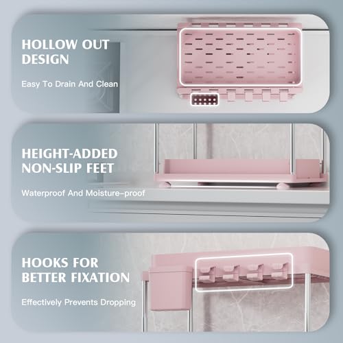 VERIFOST Under Sink Organizer, 2 Pack Kitchen and Bathroom Cabinet Organizer, 2 Tier Adjustable Height Storage, Pink - color: Pink