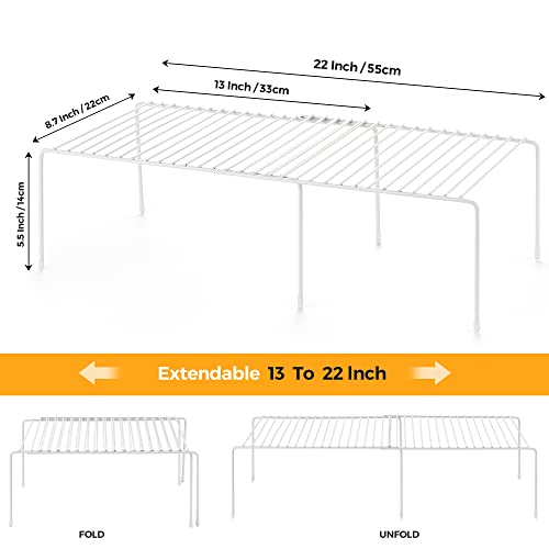 Ravinte 1 Pack Freezer Shelf Organizer, Expandable Cabinet Storage Shelf with Rustproof Metal Wire, Adjustable Kitchen Cabinet Organizer Spice Rack for Frige, Pantry, Cupboard, Countertop - White - color: White