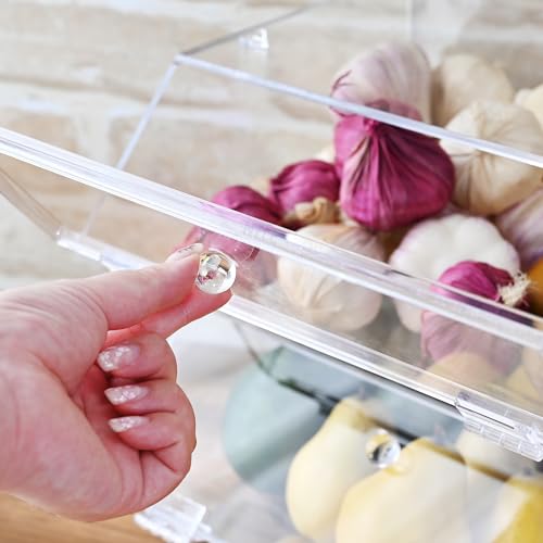 Ikee Design Acrylic Stackable Bakery Case Kitchen Pastry Container Display, Organizer Storage Holder Stand for Bagels, Bread and Muffins with A Hinged, Slanted Door, 11.75" W x 10.25" D x 5.5" H - color: Clear