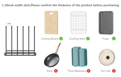 Cutting Board Organizer(1 Pc),Kitchen Cabinet Dividers for baking sheets,Bakeware Holder with 5 Slots,Space Saving,for used to Baking Tray and Chopping Storage