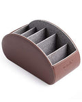 BONNY DODO Remote Control Holders Organizer Box with 5 Compartment PU Leather Multi-functional Office Desk Storage Caddy Store (Brown) - color: Brown