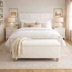HomePop Sherpa Storage Bench - Cream - color: Cream Sherpa