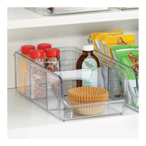 iDesign Stackable 3-Section Divided Storage Bin for Pantry, Fridge, or Cabinet - Set of 4 - Clear - style: Pack of 4