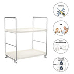 Plastic/Metal Freestanding Stackable Organizer Shelf,Bathroom Countertop Storage Shelf Cosmetic Organizer Holder Kitchen Spice Rack,2-Tier Standing Rack (Silver) - color: Silver