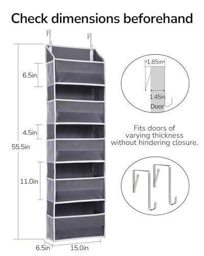 ULG 2 Pack 5-tier Over the Door Organizer Dark Gray - color: Dark Grey, size: 2 Pack-5 Tier