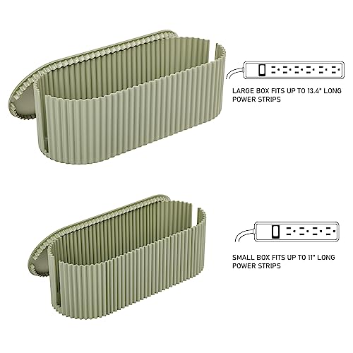 FABROK 2 Pack Cable Management Box, Cord Organizer Box with 20 Cable Ties, Power Strip Storage to Hide Charger Adapter Power Cord Charging Station Green(Small+Large - color: Green, size: Small + Large (2 Pack)