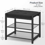 HOOBRO Small Shoe Bench, 3-Tier Shoe Rack, Shoe Storage Bench with PU Seat Cushion, Entryway Shoe Rack Bench with Metal Mesh Shelves, Freestanding Shoe Organizer for Hallway, Black BB33HX01 - color: Black