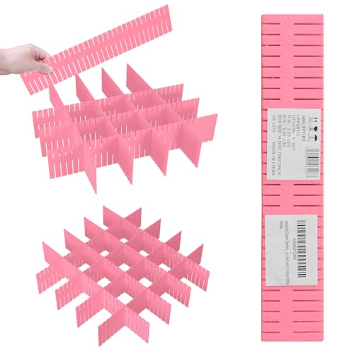 ALBAD Plastic Drawer Dividers Adjustable Drawer Organizer Dividers Separator for Tidying Clutter/Cutlery/Underwear/Socks/Clothes/Dresses/Boxes/Bins in Kitchen Bathroom Bedroom Office (8) - color: Pink, size: 8