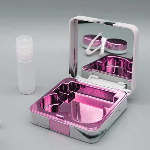 Vastsoon Contact Lens Case, Portable Cute Eye Contacts Colored Lenses Applicator Remover Tool Kit with Mirror Solution Bottle for Travel Daily Outdoor (Square, Rose) - color: Square,Rose