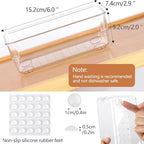 Ohlove 6Pcs Clear Plastic Drawer Organizers Tray 6" x 3" Storage Bins with 25Pcs Non-slip Pads for Makeup, Jewelries, Kitchen Utensils, Bathroom and Office - size: 6"x3"