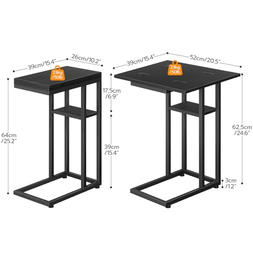 HOOBRO Foldable End Table, C Shaped Side Table with Storage Shelf, Small Snack Table Suitable for Living Room Bedroom Small Spaces, Easy Assembly, Black BK29SF01 - color: Black