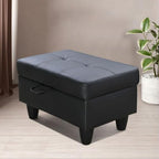 Ottoman Storage Ottoman Bench Faux Leather Footrest Footstool with Hinged Lid for Living Room, Bedroom, Entryway, Black, 28.5"X19"X17.5" - color: Black