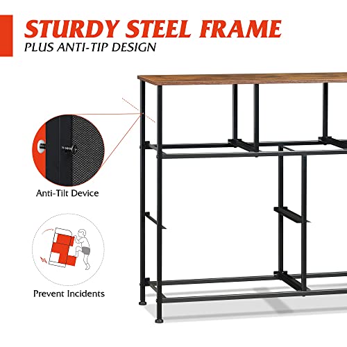 WLIVE 7 Drawer Dresser TV Stand, Entertainment Center, Media Console Table with Metal Frame and Wood Top for TV up to 45 inch, Chest of Drawers for Bedroom, Living Room, Black and Rustic Brown - color: Black and Rustic Brown